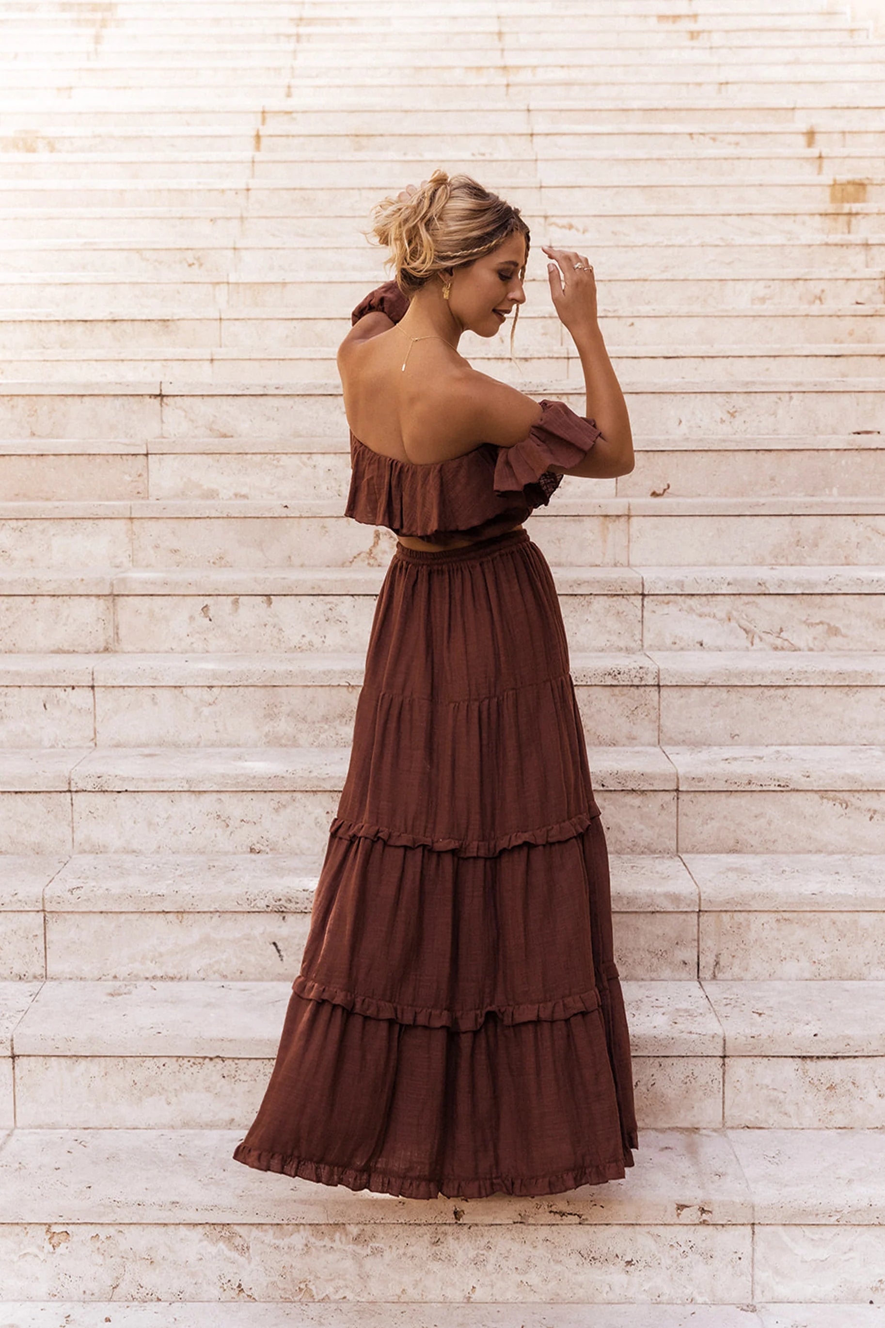 Flora Maxi Skirt - Choc