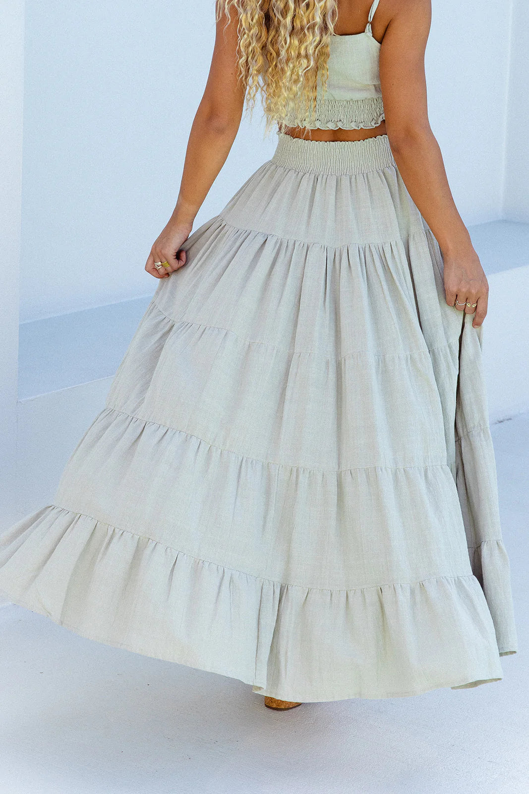 Flora Maxi Skirt - Pistachio