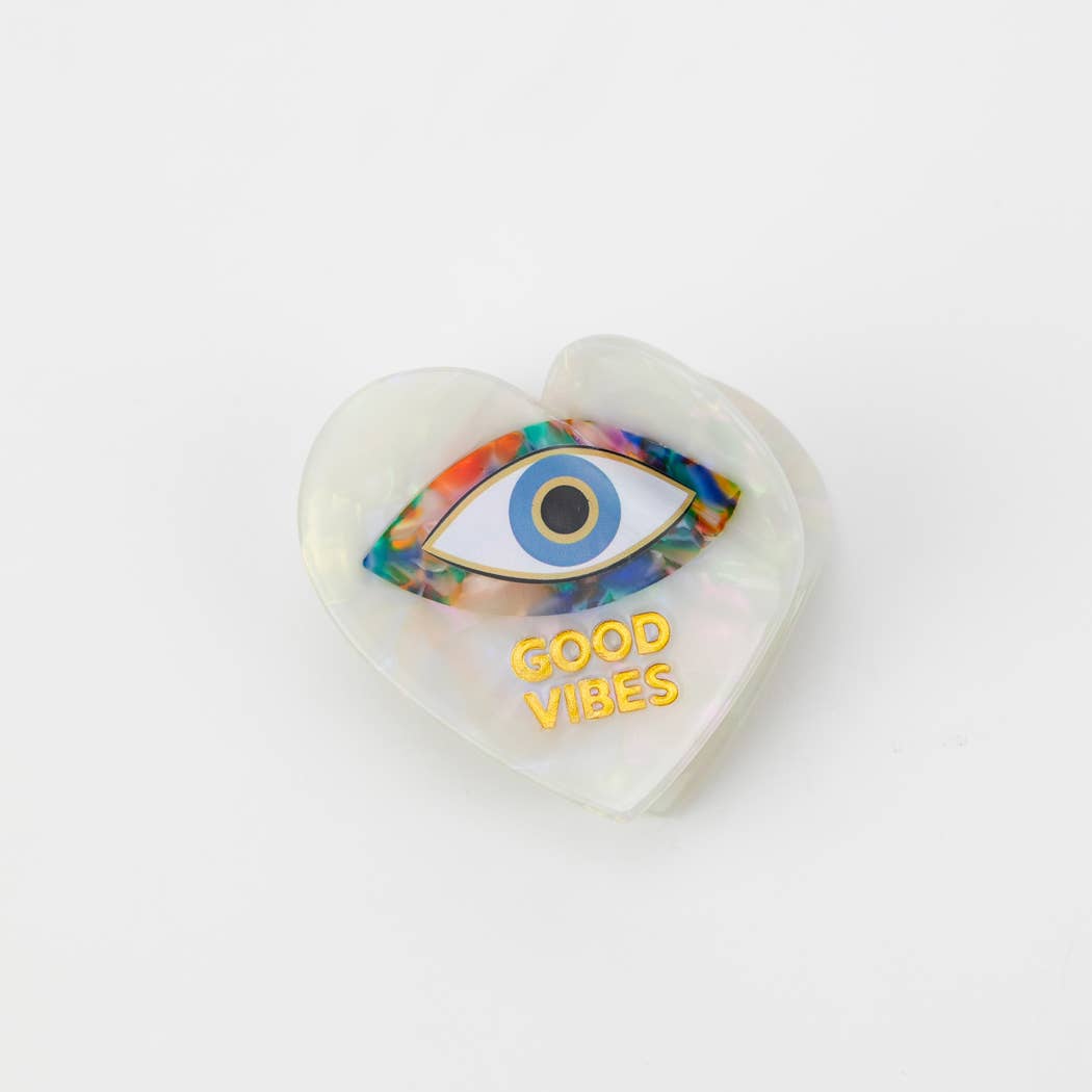 Good Vibes - Evil Eye Heart Hair Claw Clip
