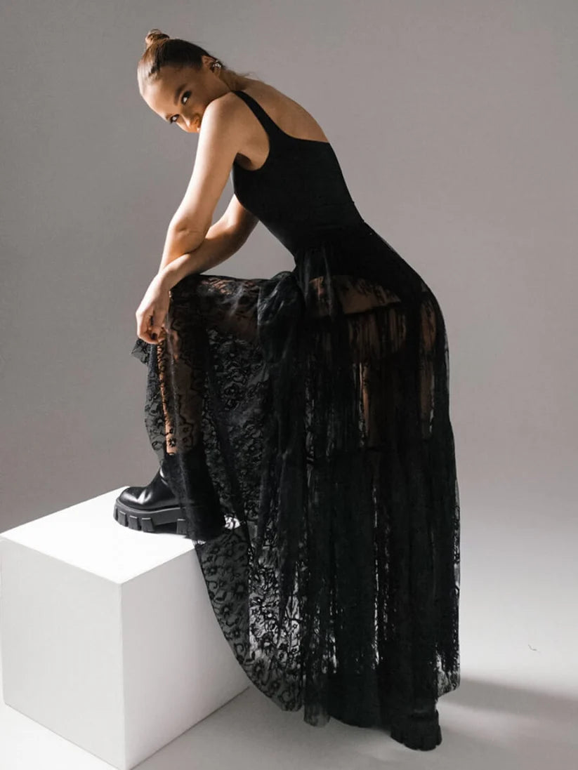 Stevie Lace Skirt- Black