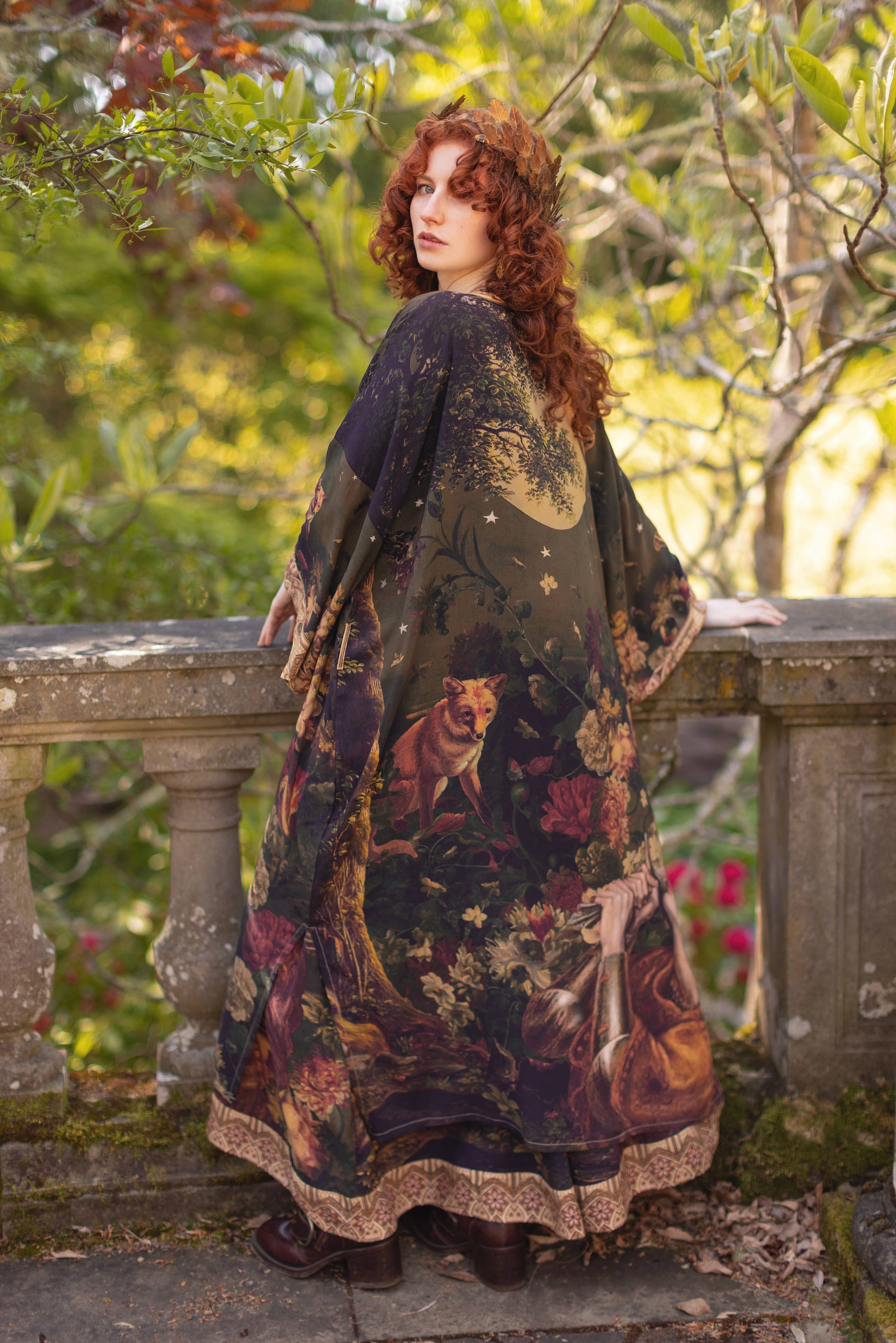 The Messenger Opera Duster Robe w/ Joan of Arc & Florals