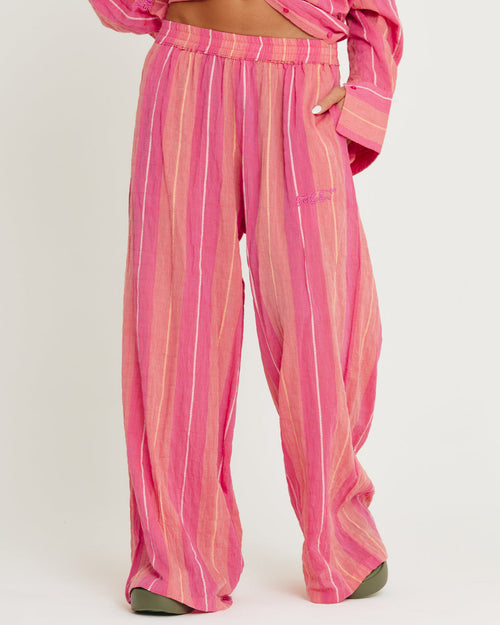 THE MEXICOLA PANTS - POP STRIPE PEACH