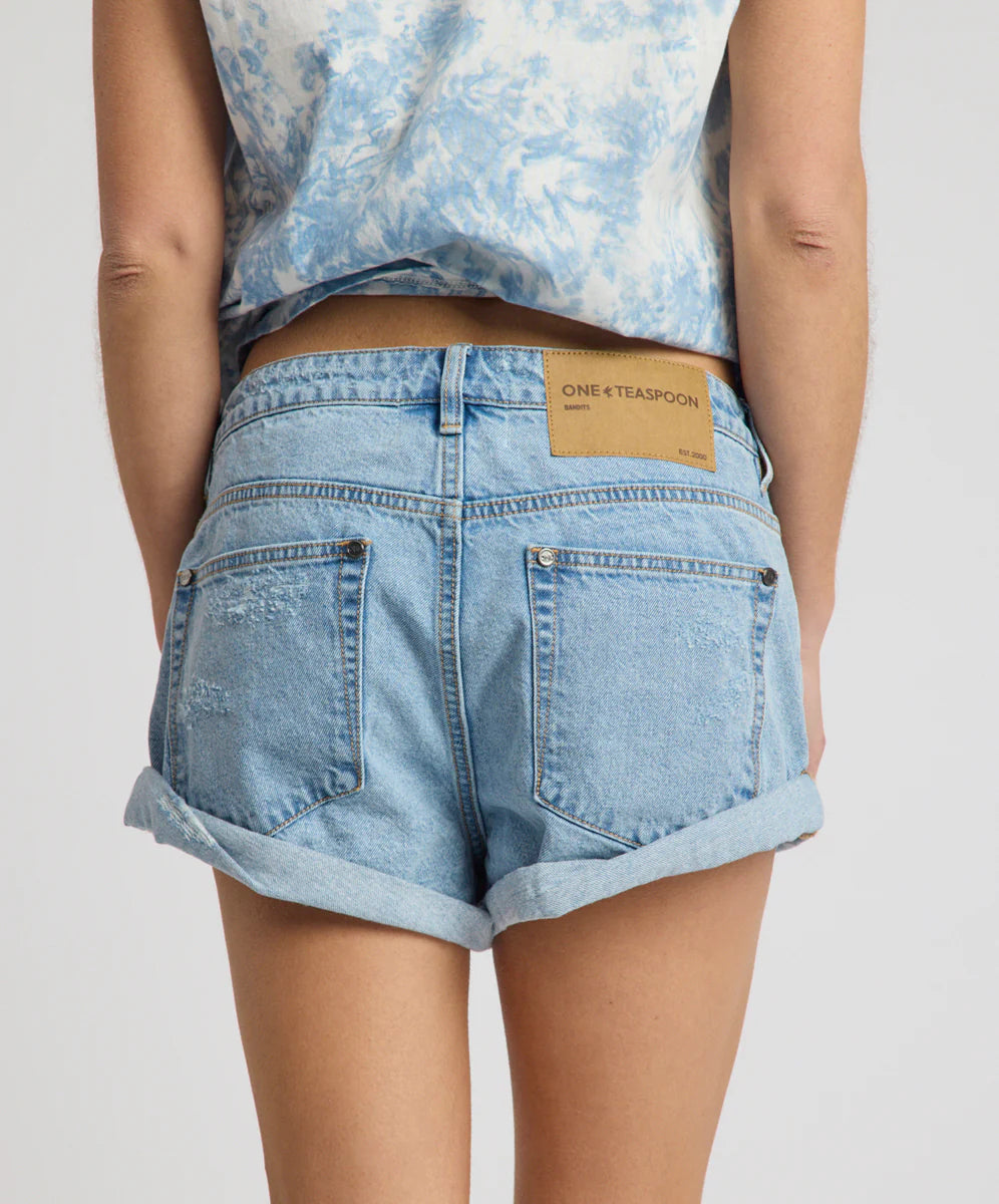 Long Bandits Low Waist Denim Shorts - Riviera Blue