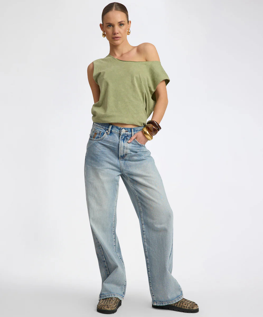 Baxters Mid Waist Wide Leg Denim Jeans - Hendrixe Blue