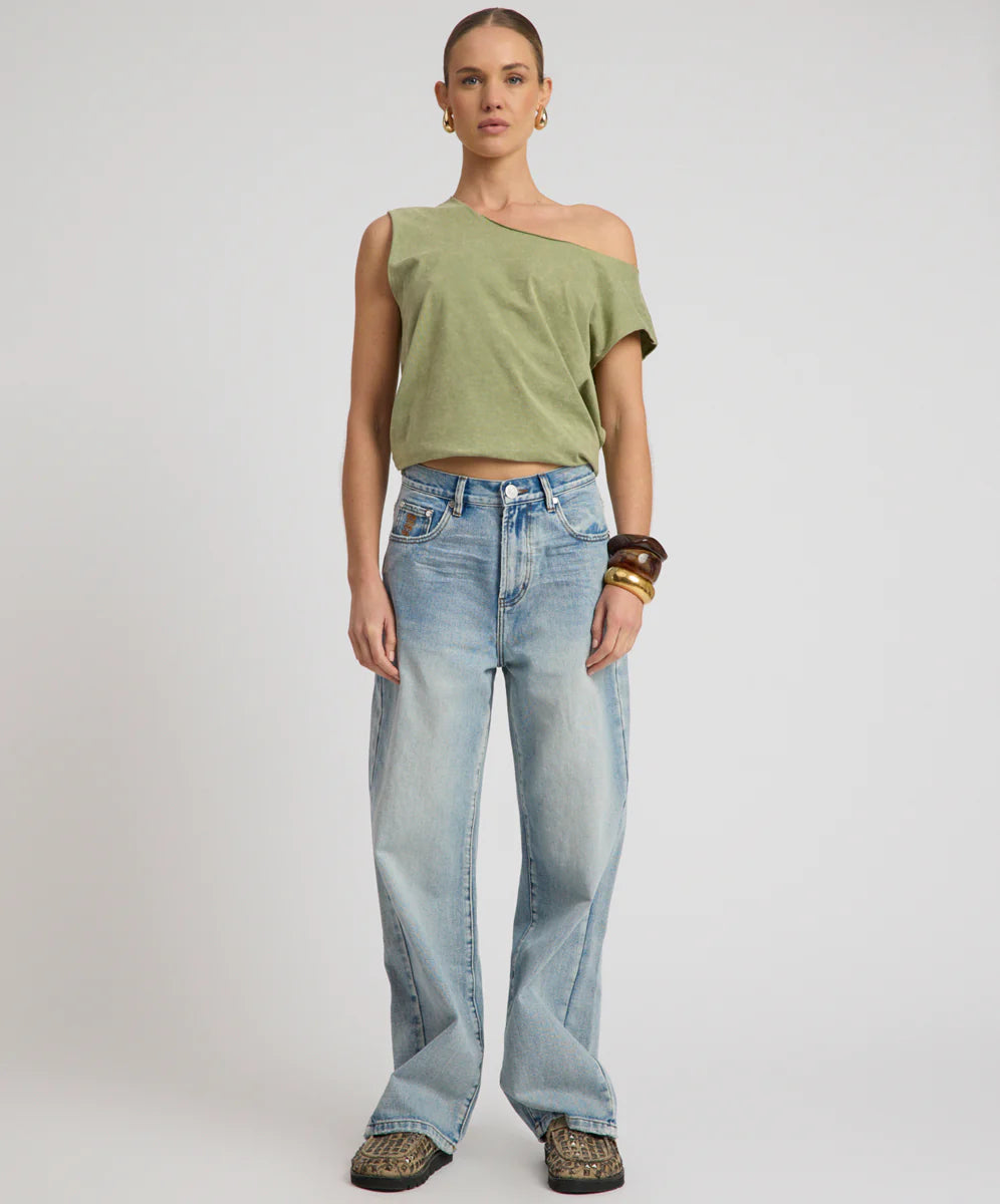 Baxters Mid Waist Wide Leg Denim Jeans - Hendrixe Blue