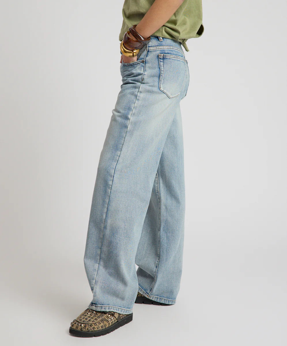 Baxters Mid Waist Wide Leg Denim Jeans - Hendrixe Blue