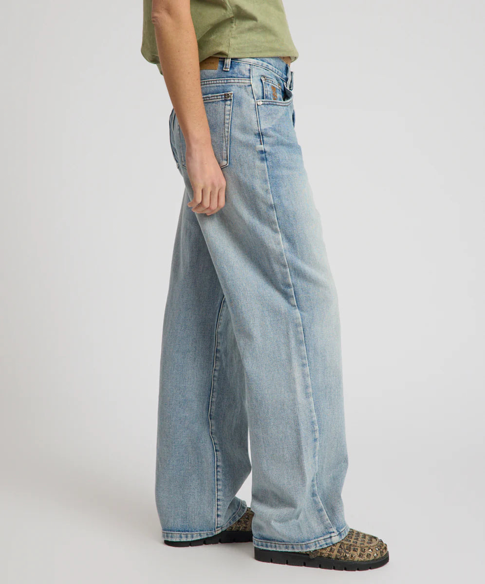 Baxters Mid Waist Wide Leg Denim Jeans - Hendrixe Blue