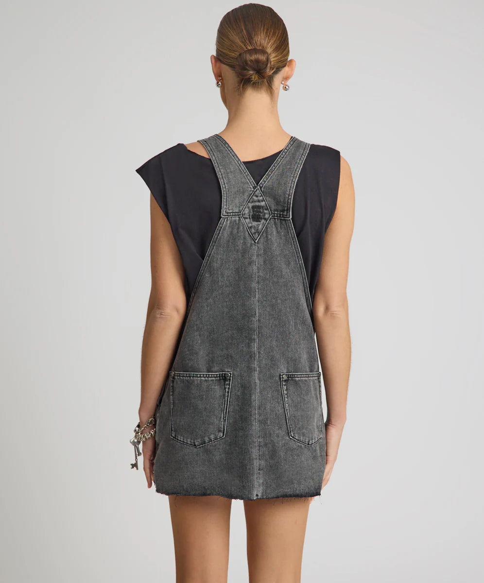 Raven Denim Mini Pini Dress - Washed Black