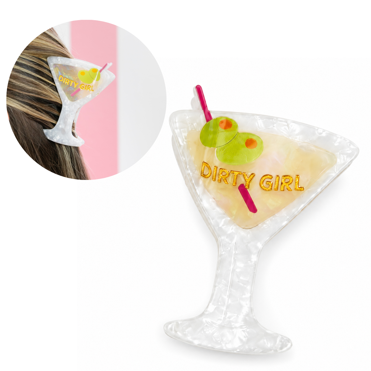 Dirty Girl - Martini Acetate Hair Claw Clip
