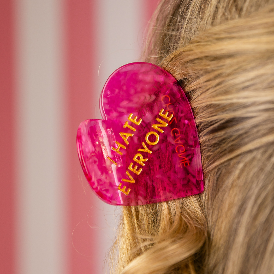 I Hate Everyone - Heart Acetate Hair Claw Clip