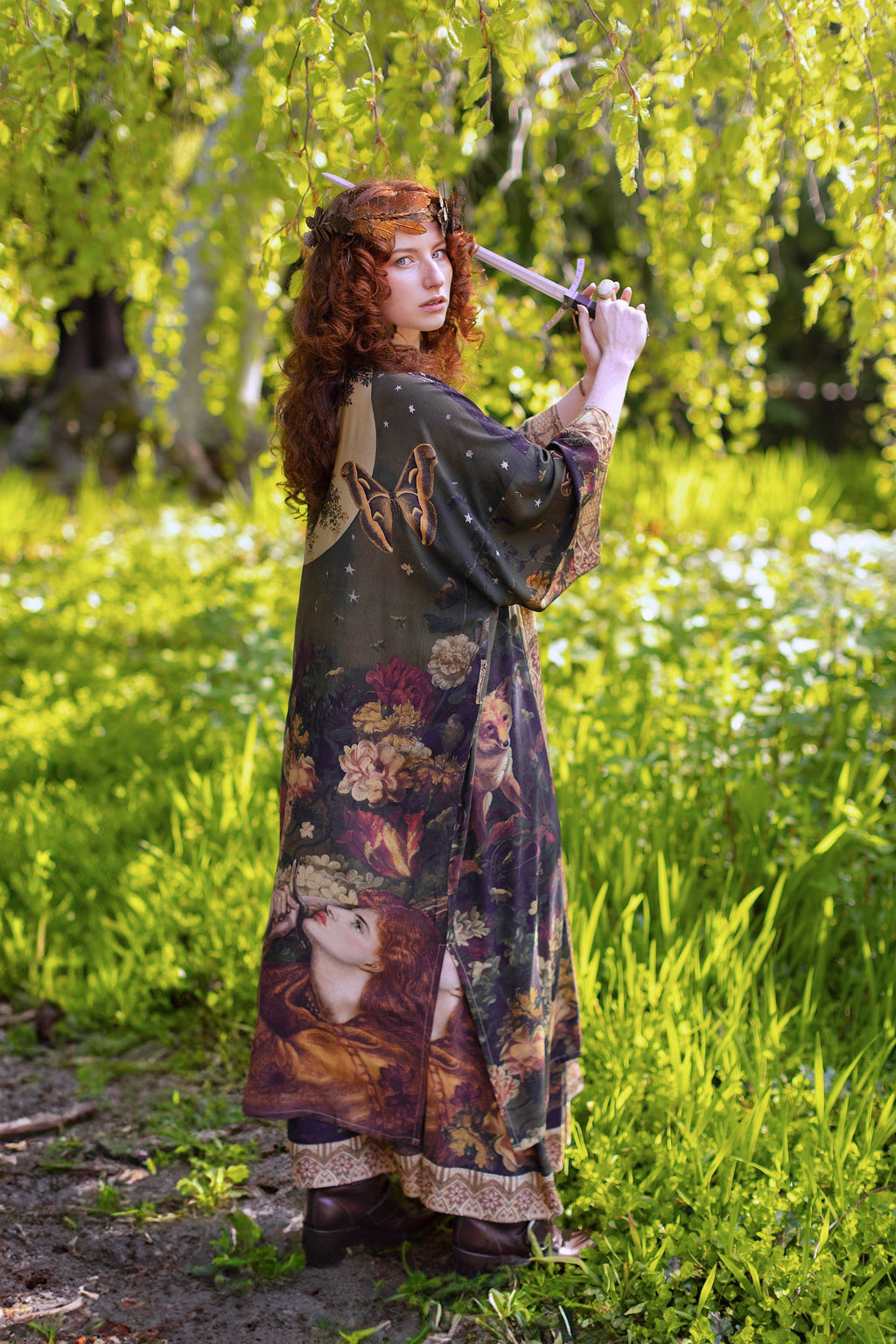 The Messenger Opera Duster Robe w/ Joan of Arc & Florals