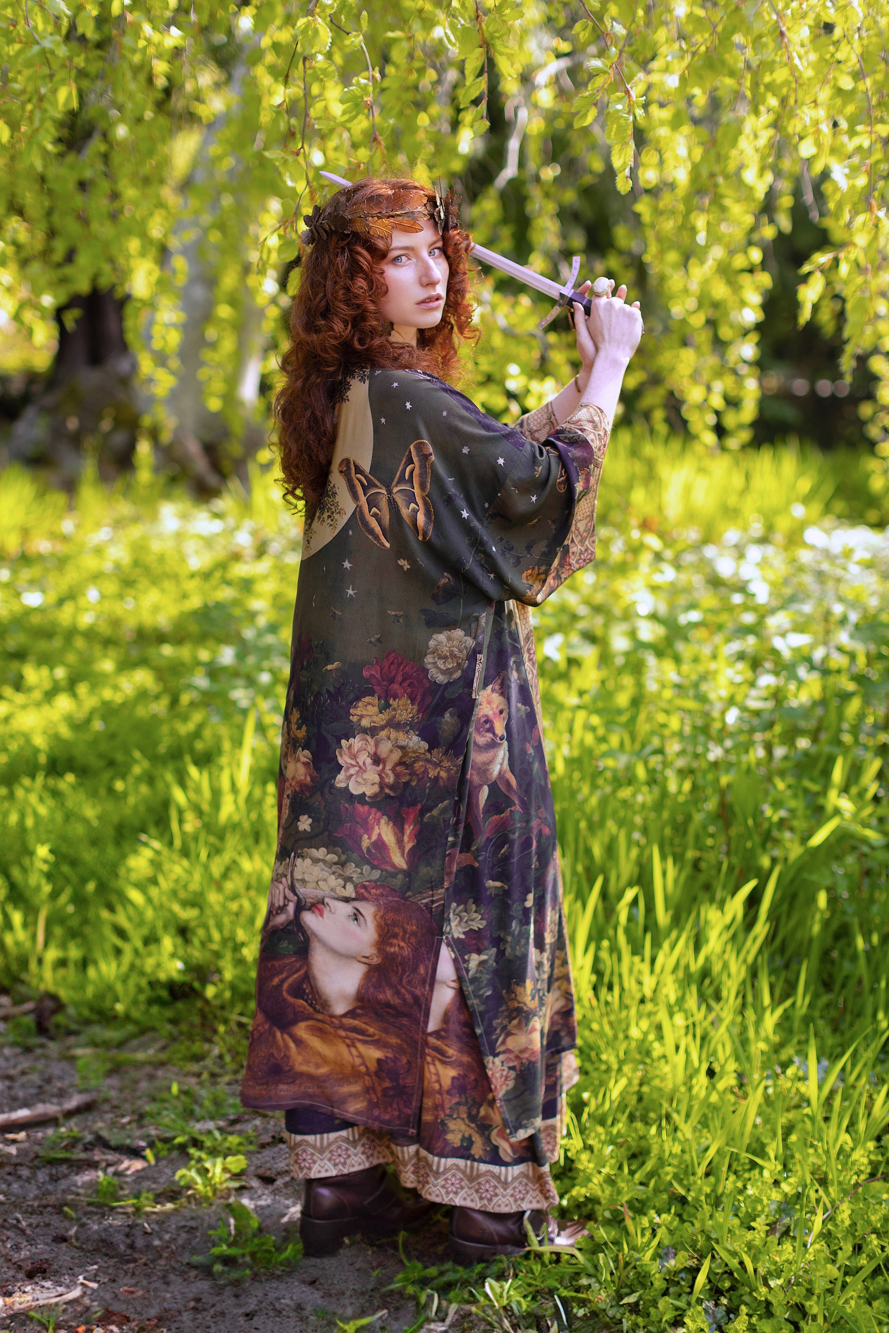 The Messenger Opera Duster Robe w/ Joan of Arc & Florals