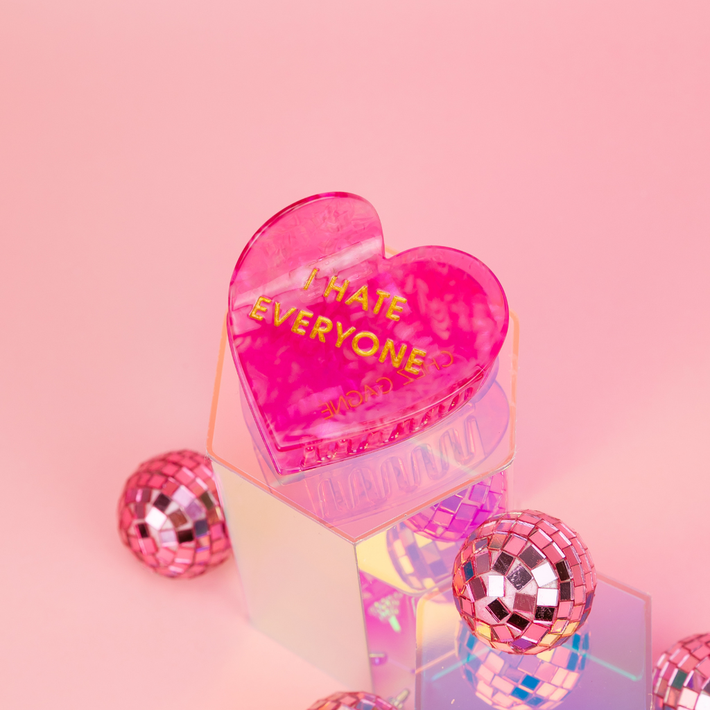 I Hate Everyone - Heart Acetate Hair Claw Clip