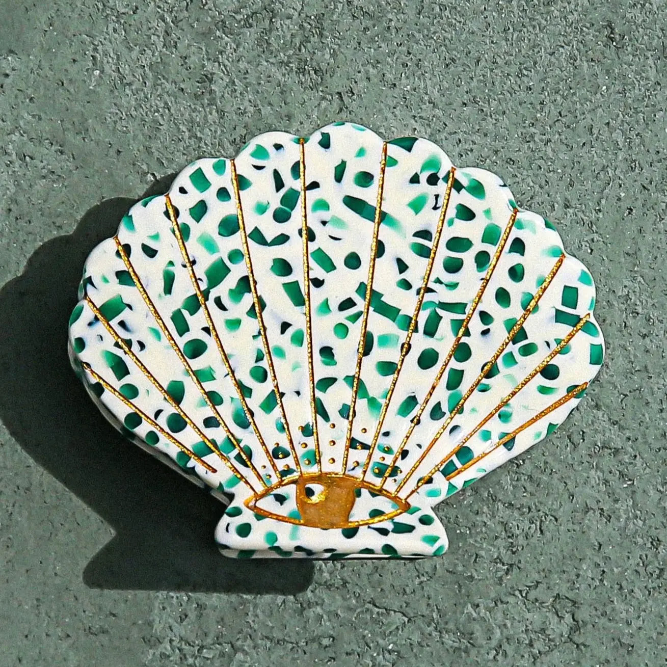 Green Terrazzo Shell Clip