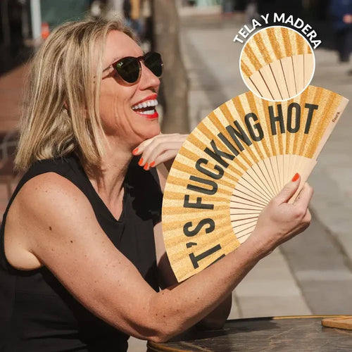 Hand Fan - "It's Fucking Hot" Gold Glitter