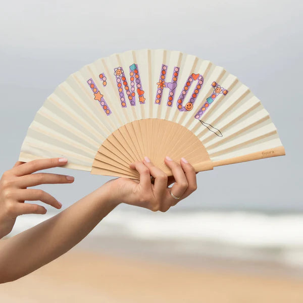 "I'm hot" beaded fan