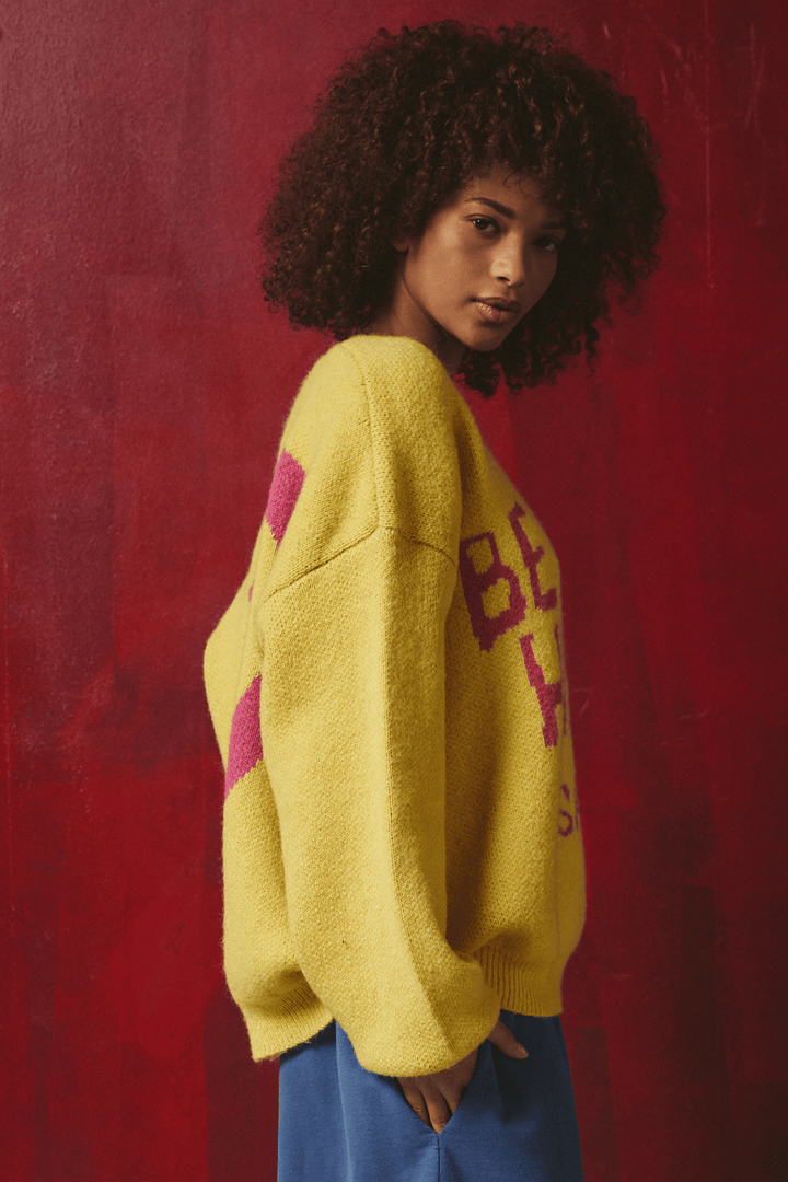 BE A KIND HUMAN KNIT JUMPER - YELLOW