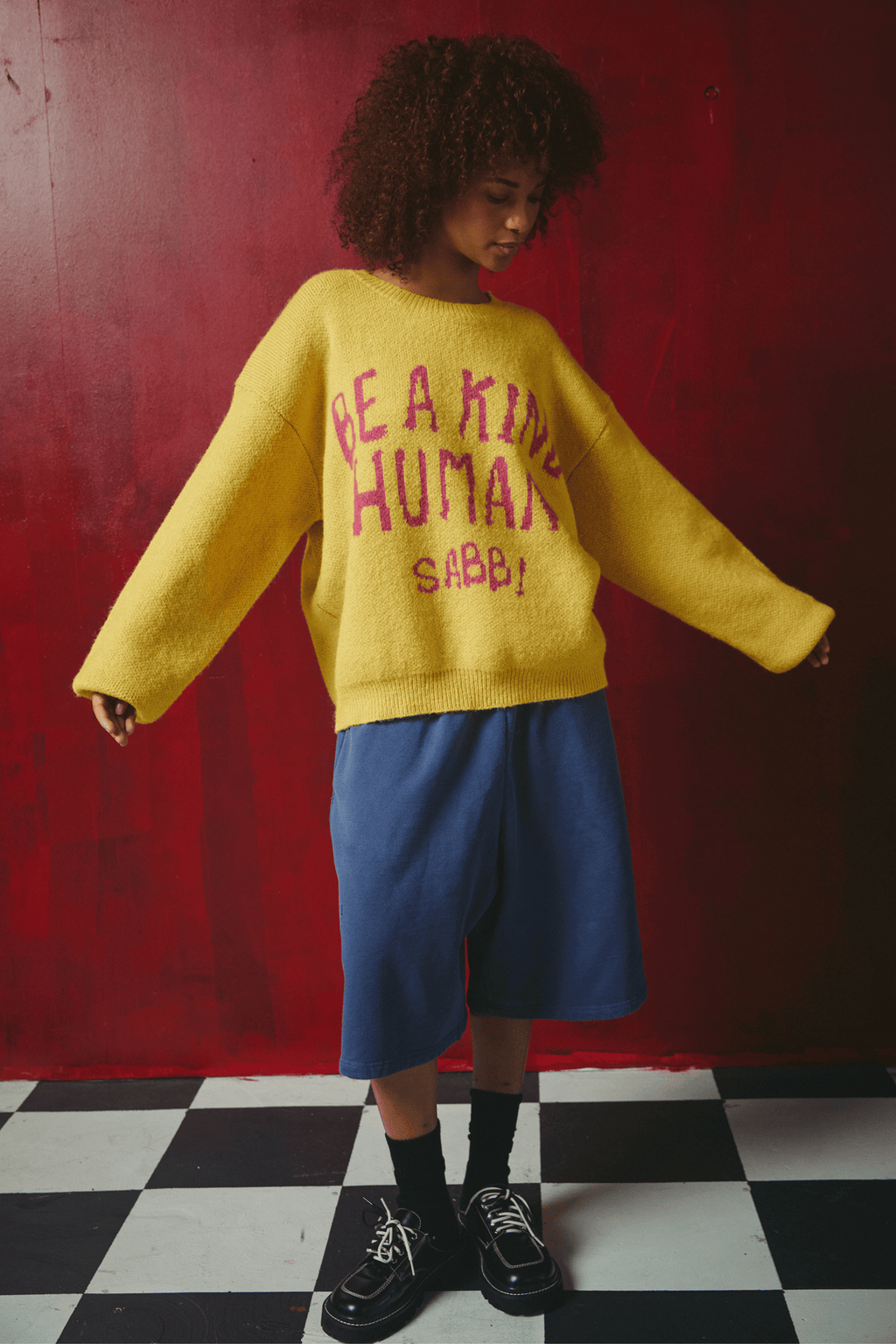 BE A KIND HUMAN KNIT JUMPER - YELLOW