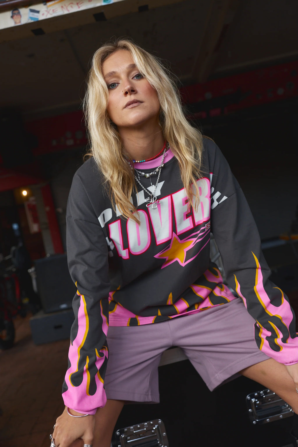 Moto Long Sleeve Tee - Charcoal
