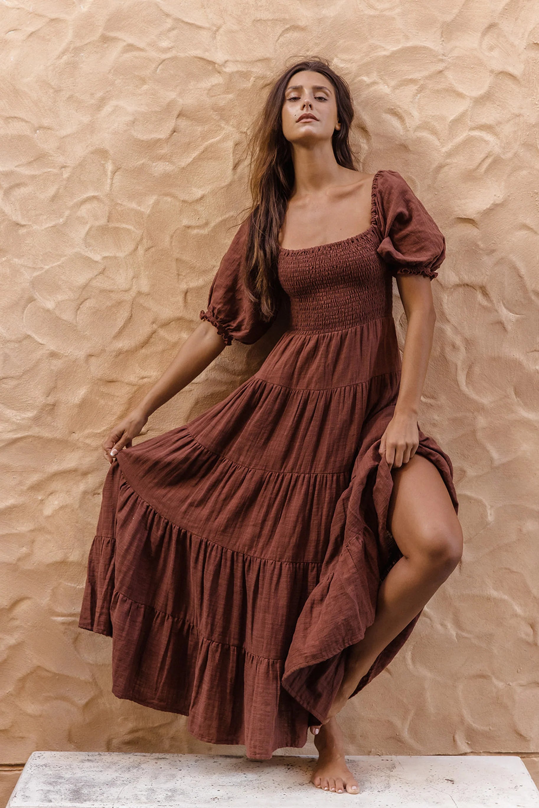Flora Maxi Dress - Chocolate