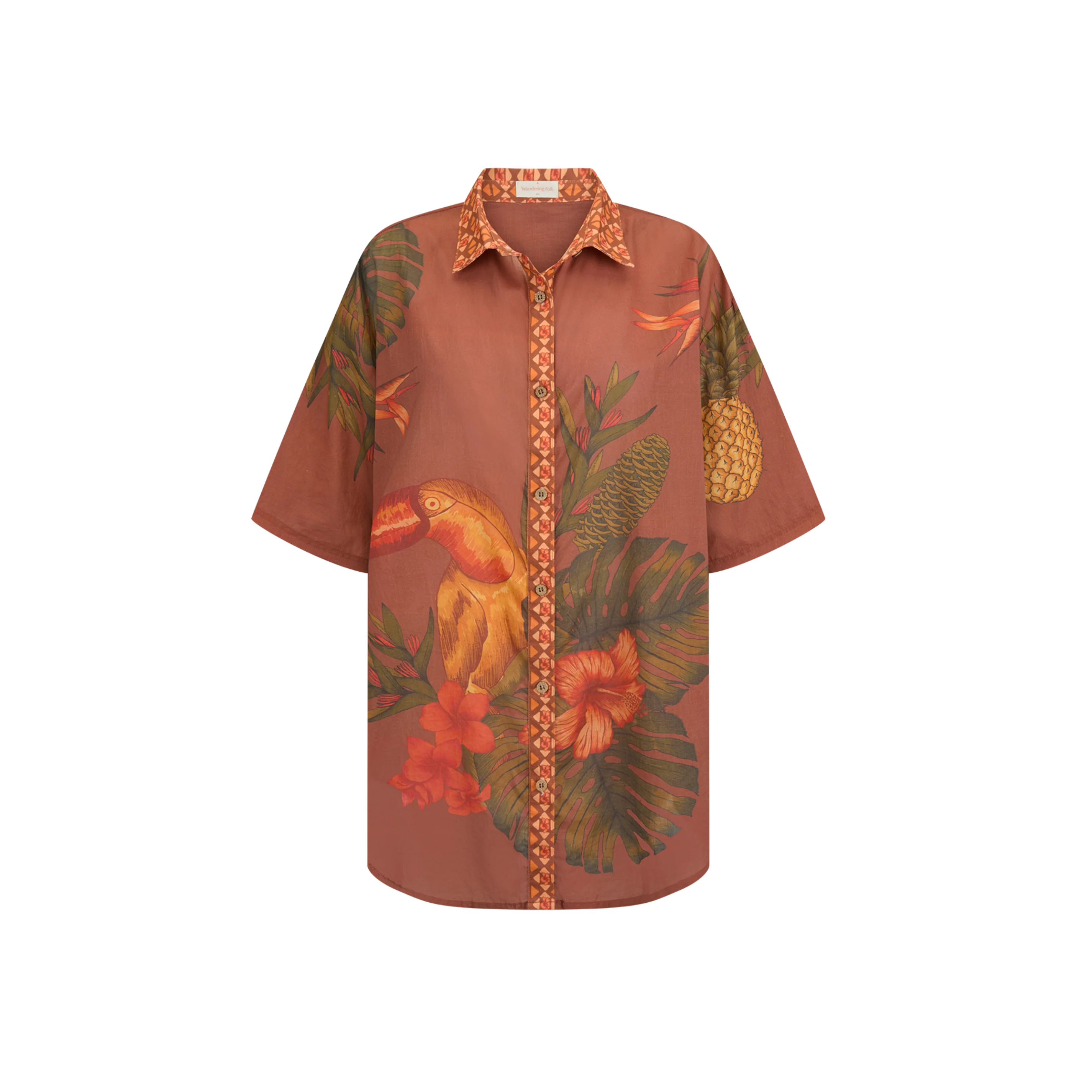 Cuban Tropical Shirt - Coffee