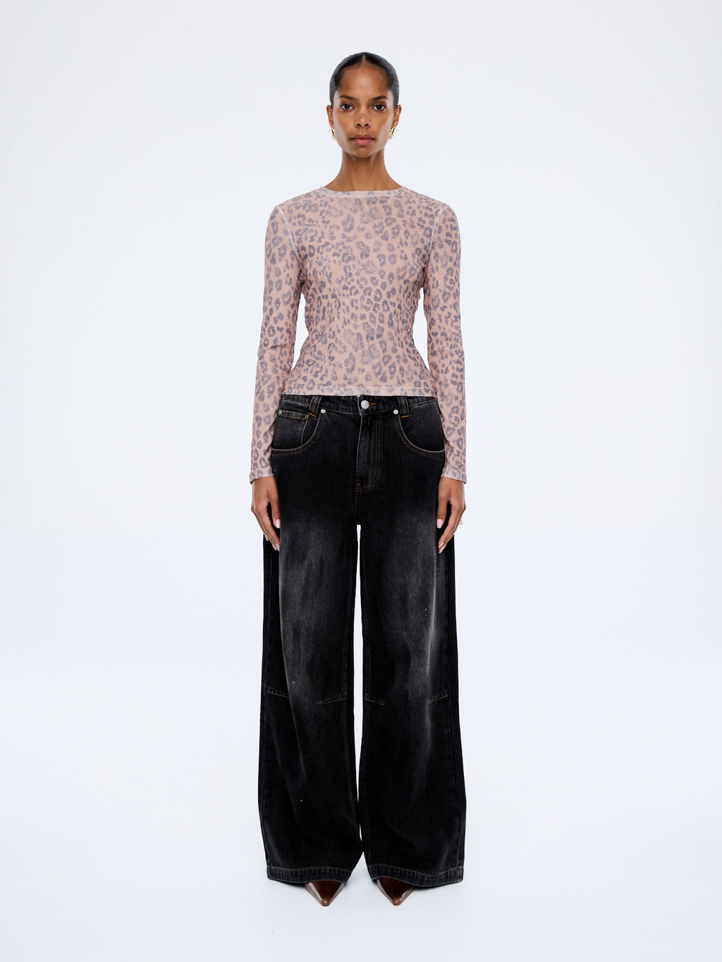 Wynn Long Sleeve Top- Leopard