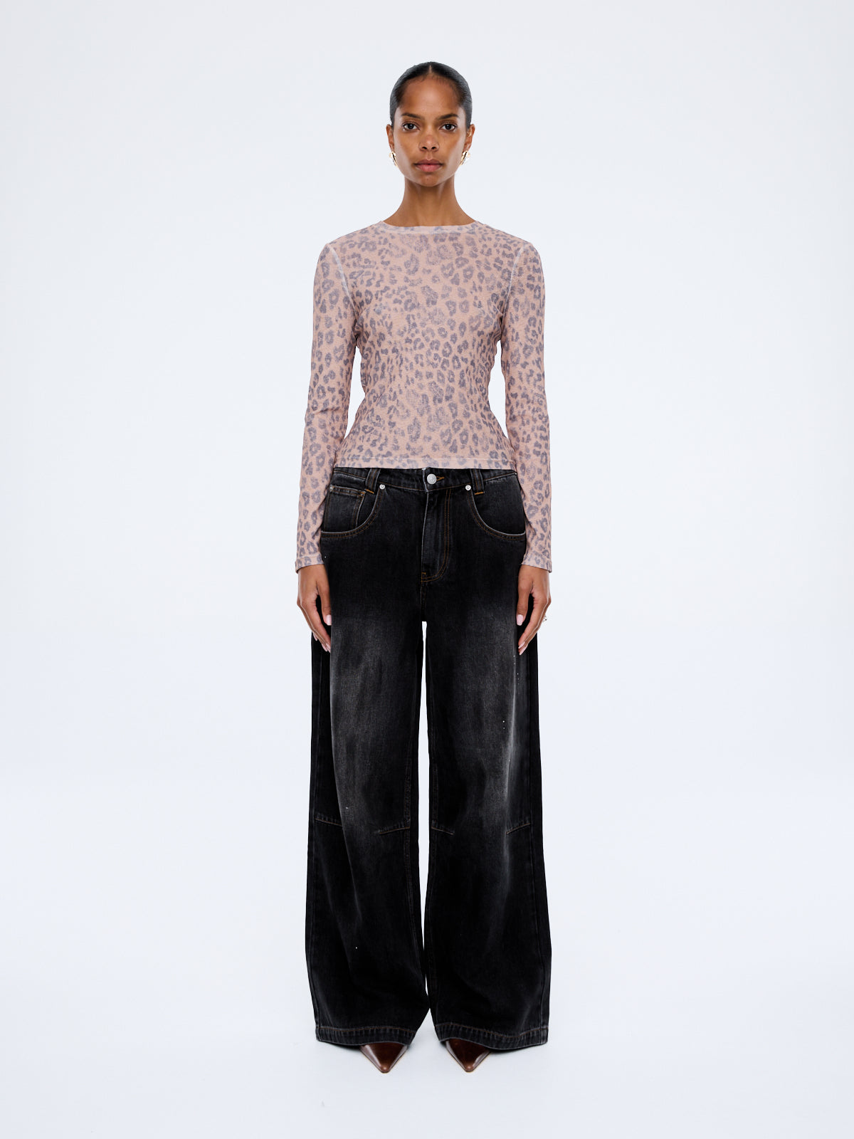 Wynn Long Sleeve Top- Leopard