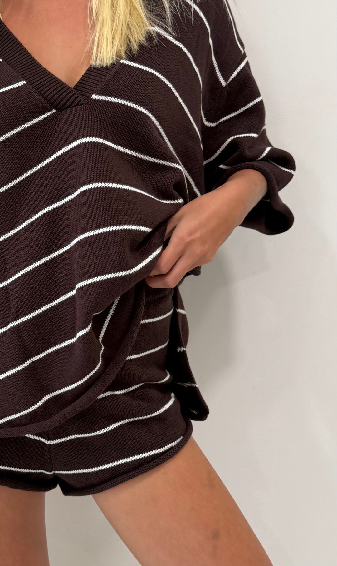 MARLON KNIT POLO TOP CHOCOLATE
