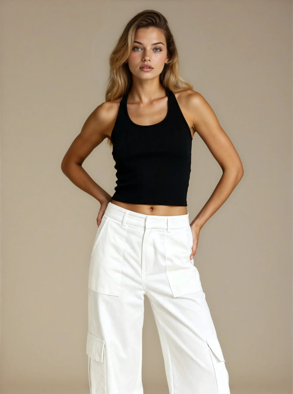 Rae ribbed halter black