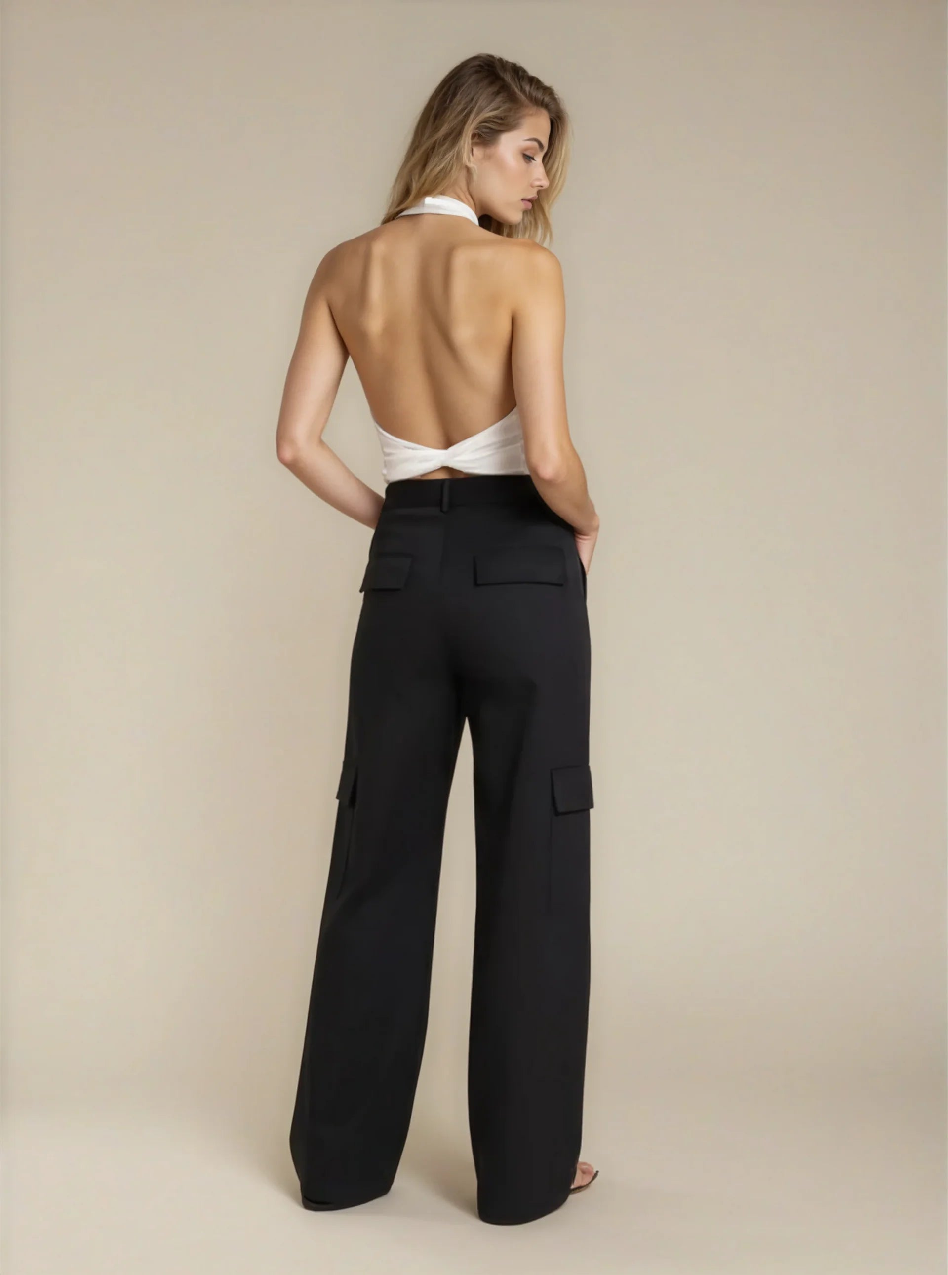 Rae ribbed halter White