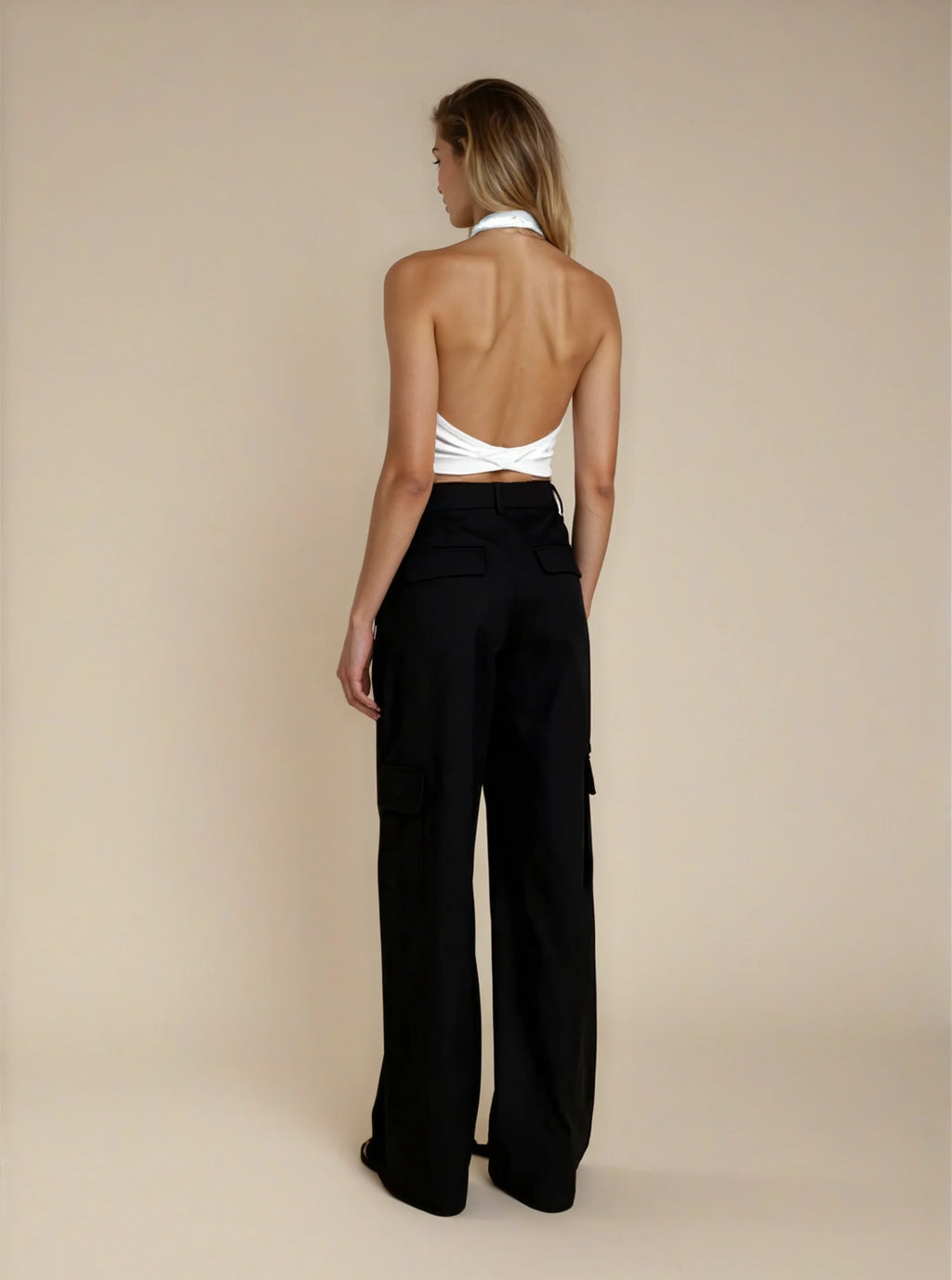 Rae ribbed halter White