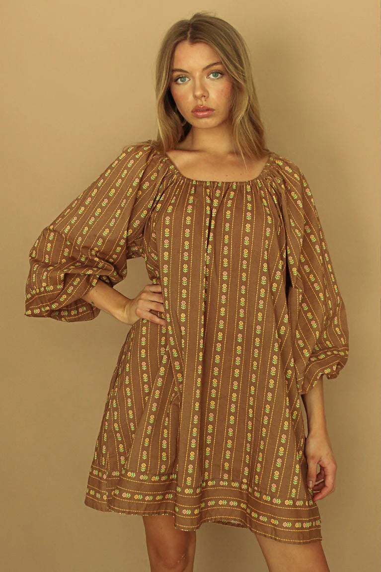 Delilah Mini Dress - Walnut