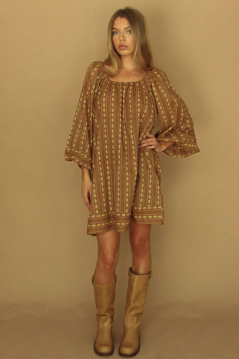 Delilah Mini Dress - Walnut