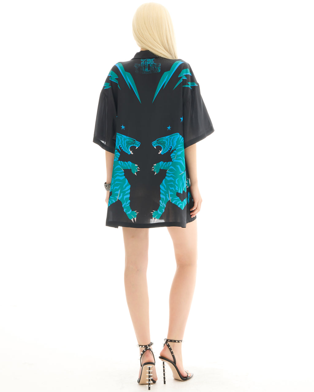 Osaka Silk Tiger Shirt/Dress Black