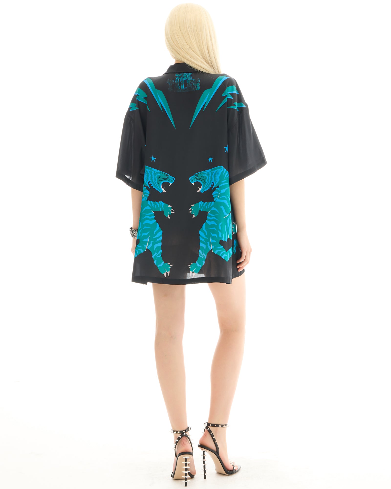 Osaka Silk Tiger Shirt/Dress Black