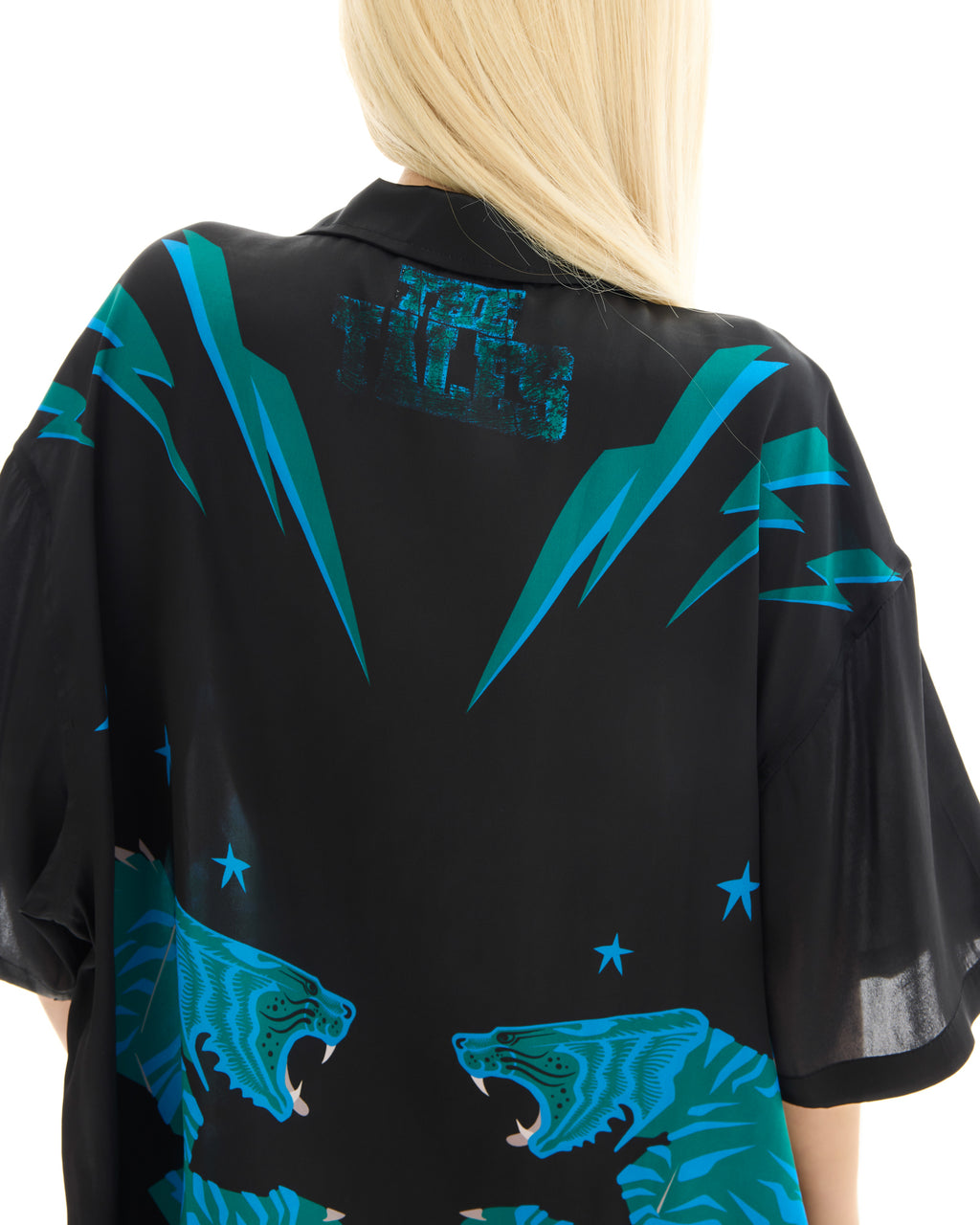 Osaka Silk Tiger Shirt/Dress Black