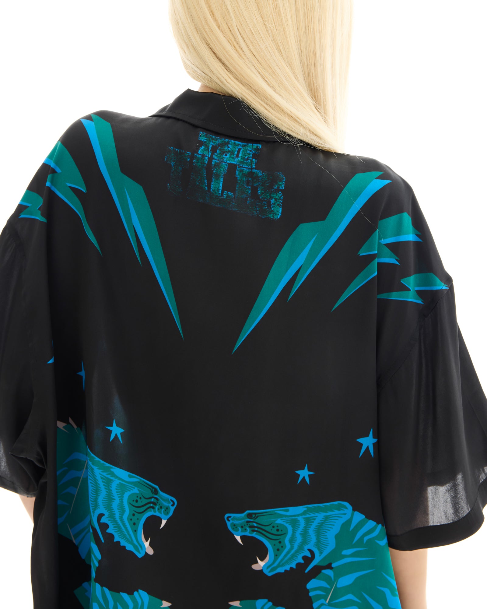 Osaka Silk Tiger Shirt/Dress Black