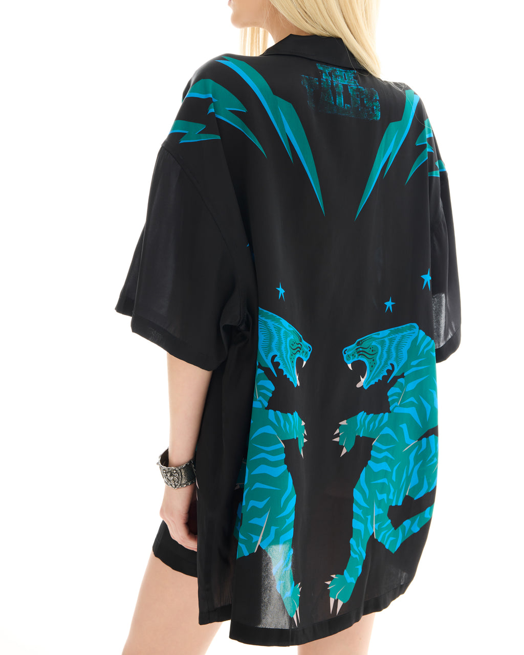 Osaka Silk Tiger Shirt/Dress Black