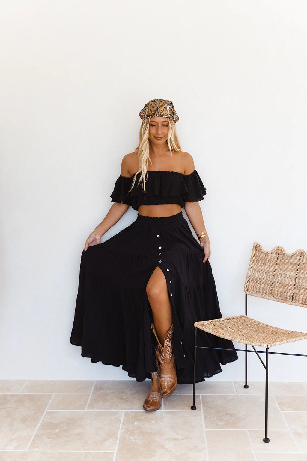 Flora Maxi Skirt - Black