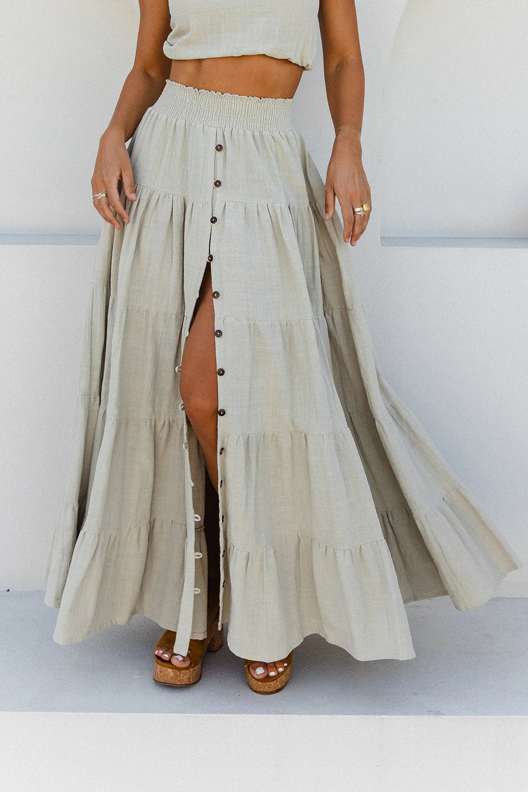 Flora Maxi Skirt - Pistachio