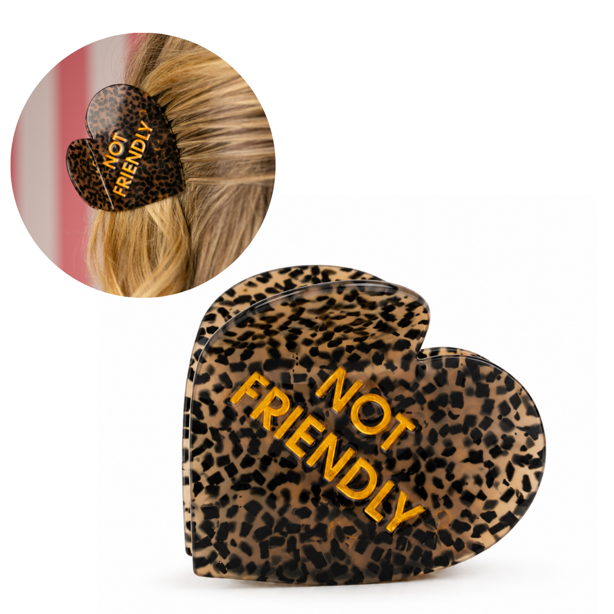 Not Friendly - Heart Acetate Hair Claw Clip
