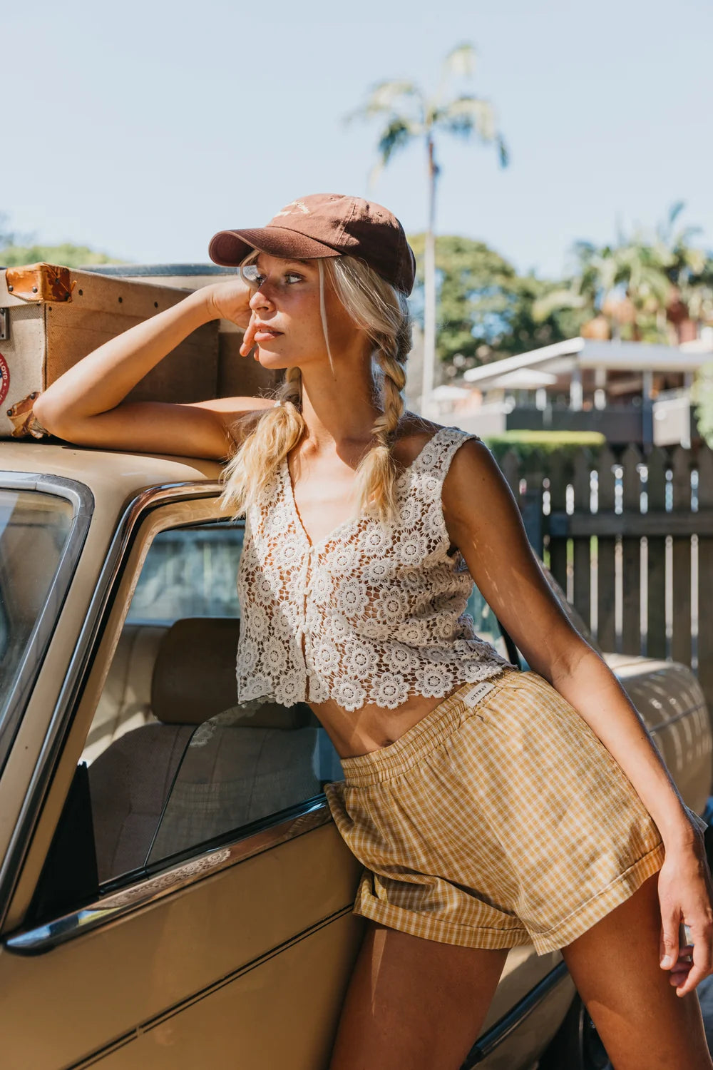 Willow - Soft Mustard Checked Shorts