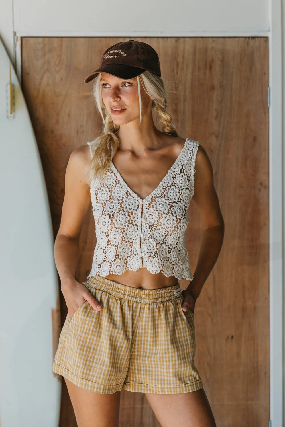 Willow - Soft Mustard Checked Shorts