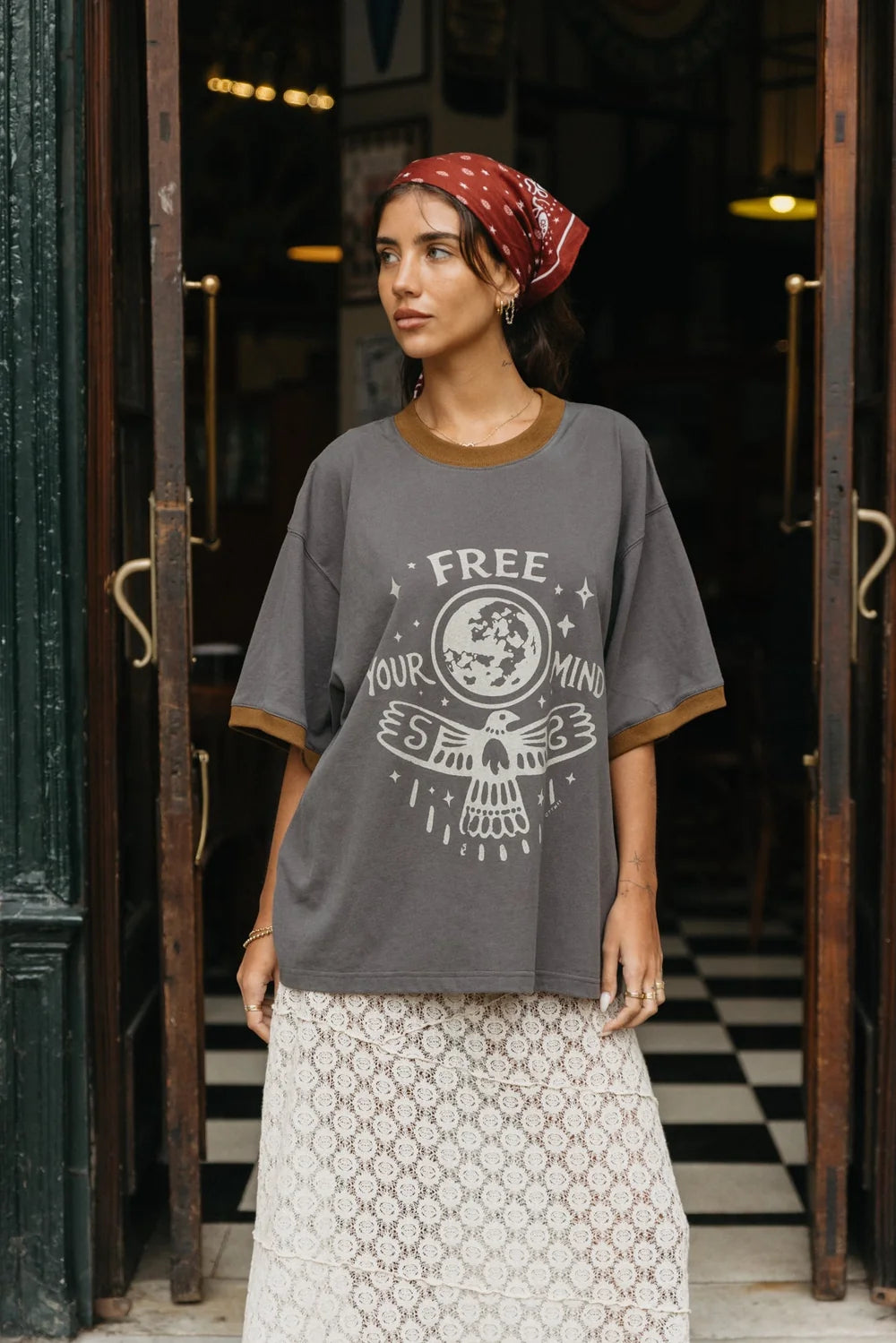 Free Your Mind Oversized T-Shirt - Washed Black