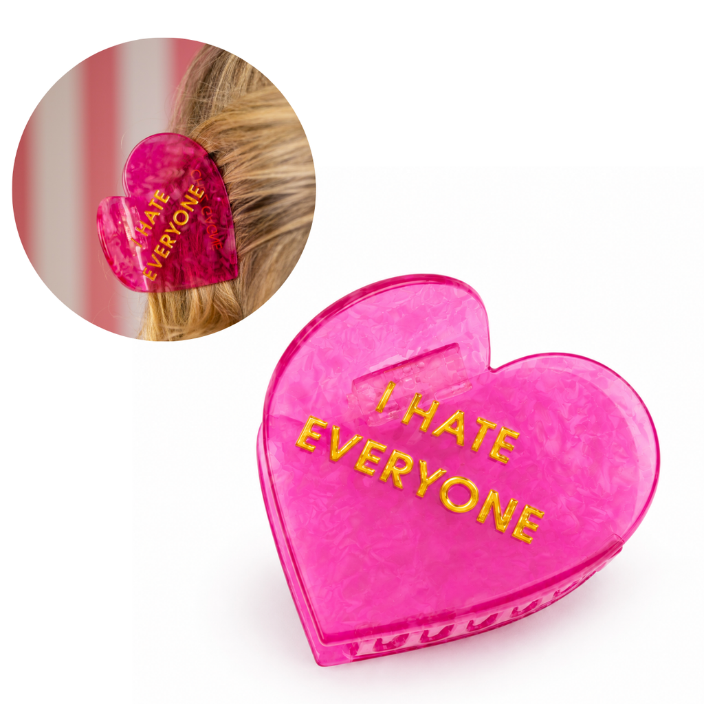I Hate Everyone - Heart Acetate Hair Claw Clip