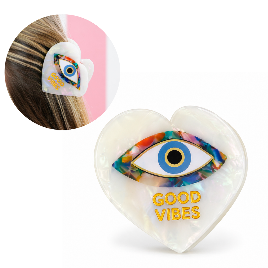 Good Vibes - Evil Eye Heart Hair Claw Clip