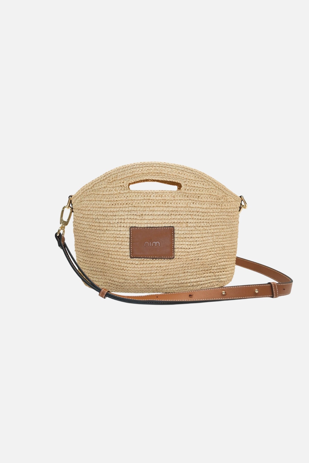 Leather Trimmed Raffia Nim- Mini