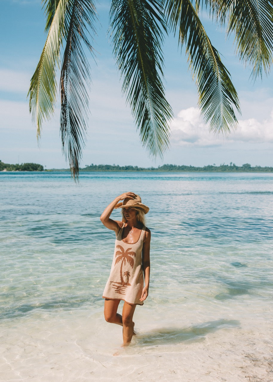 Palm Beach Knit Dress-Sand