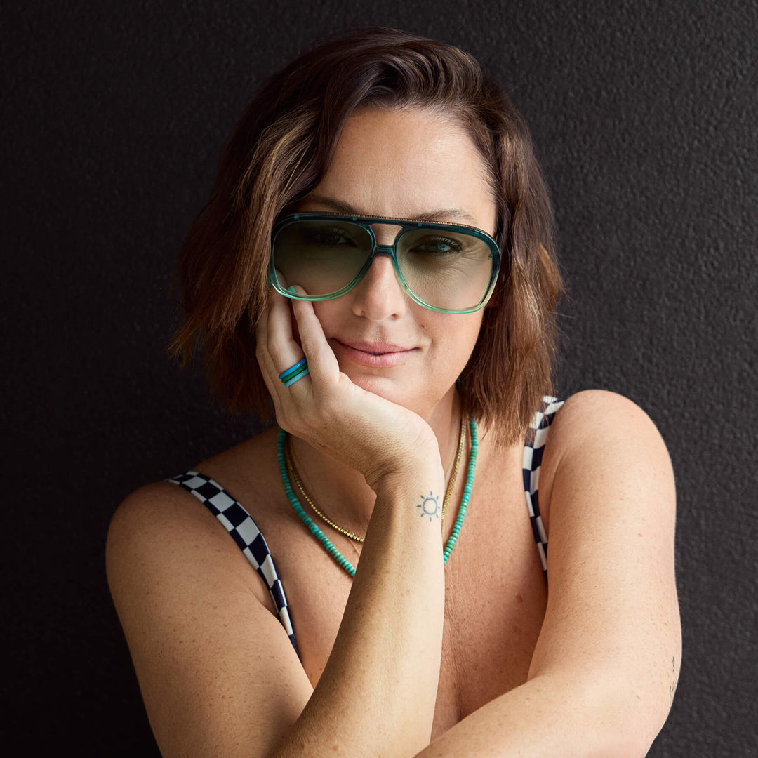 Bang- Booie Green Fade w. Gold Metal / Dark Green Gradient Lens