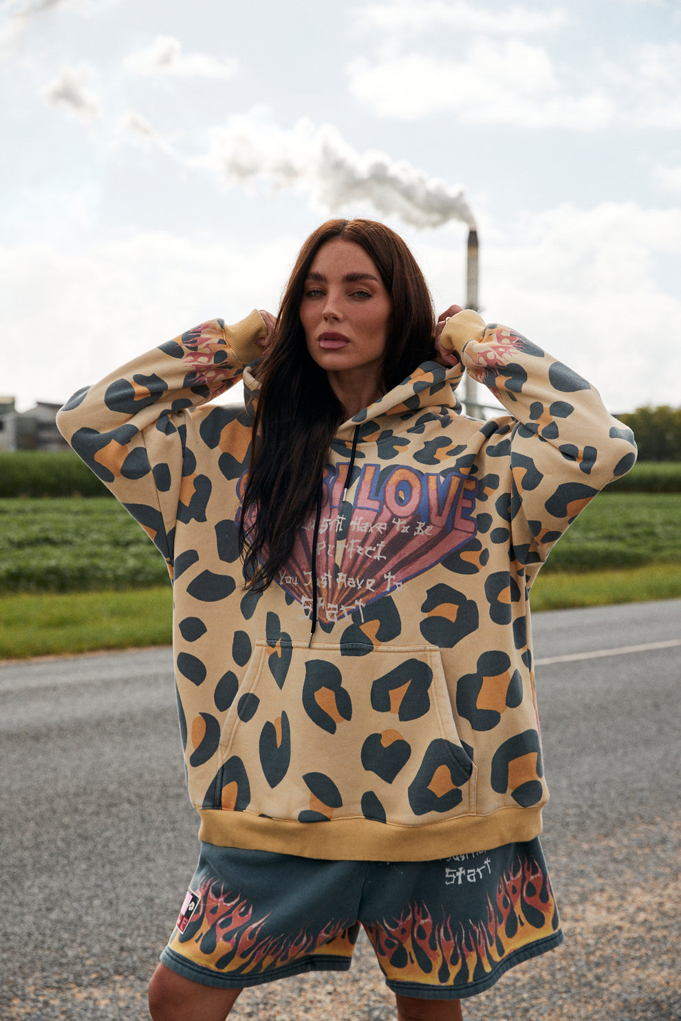 PREORDER- Flaming Leopard Hoodie